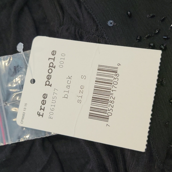 NWT Free People One Shoulder Square Neck Fairuza Black Sequin Tunic Tank Top - Picture 4 of 7